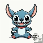 Tattoo sketch, stitch with mischievous grin,… – style Jaeger Simple – tattoo sketch (03.11.2025 11:38)