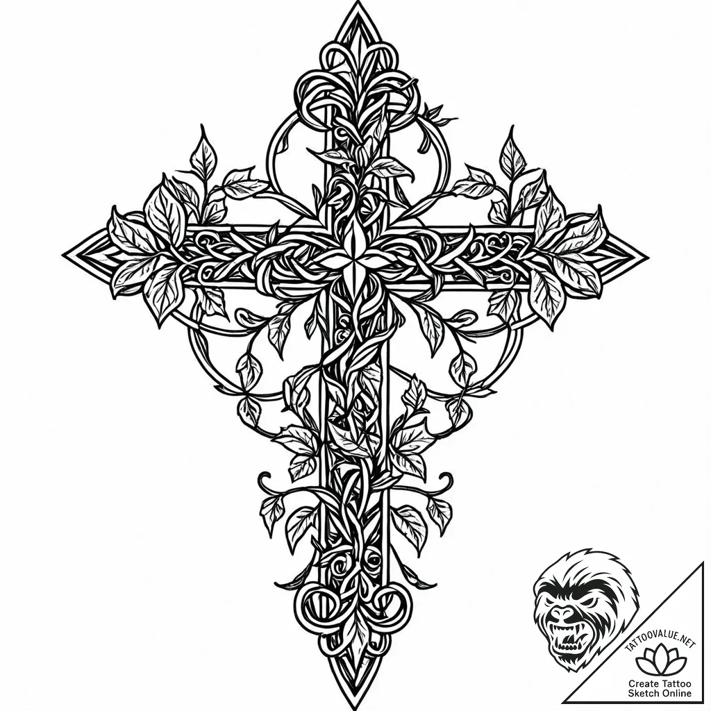 Ivy vine spelling out a secret word as it cli... - style Jaeger Mini - tattoo sketch (03.11.2025 11:43)