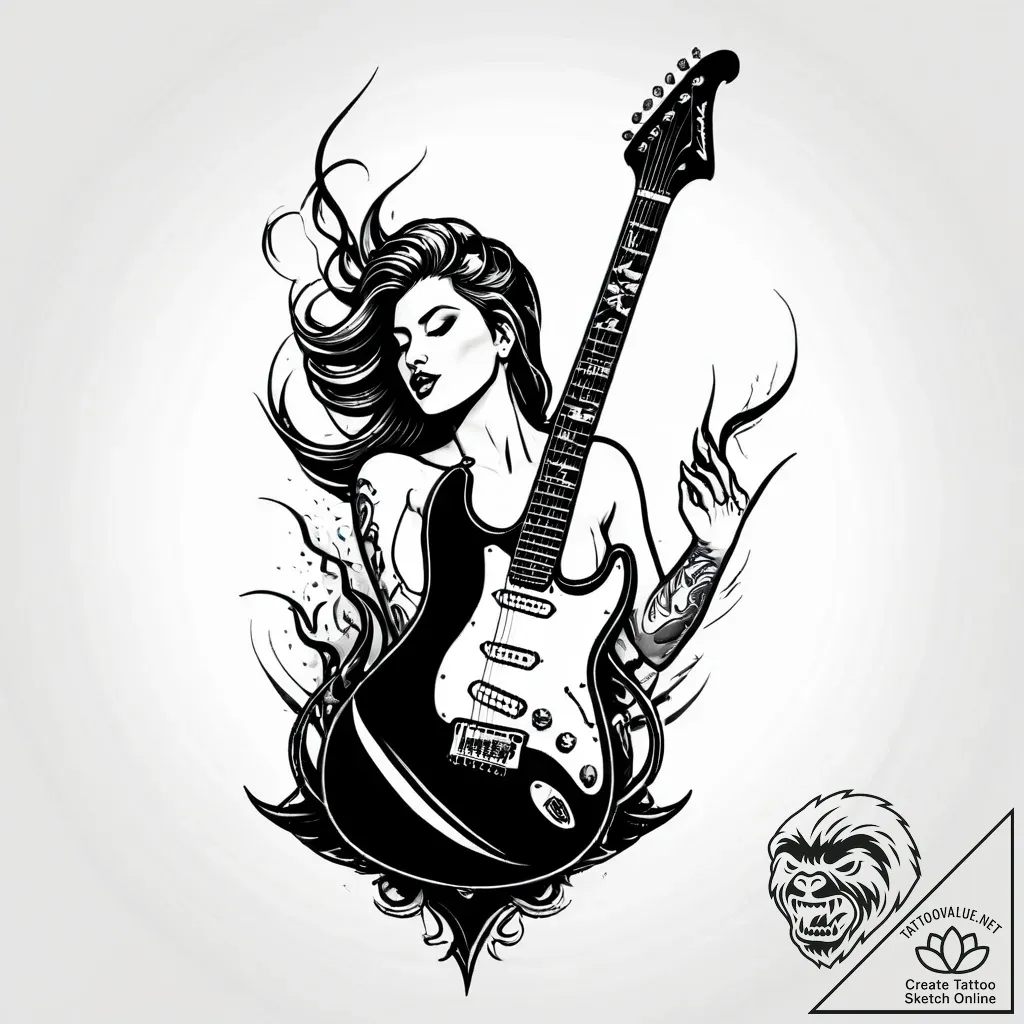 Tat tattoo sketch, queen barb with electric g... - style Jagger Old - tattoo sketch (03.11.2025 12:08)