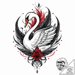 Quill pen made from a single, white swan feat… – style Jaeger Mini – tattoo sketch (03.11.2025 12:23)