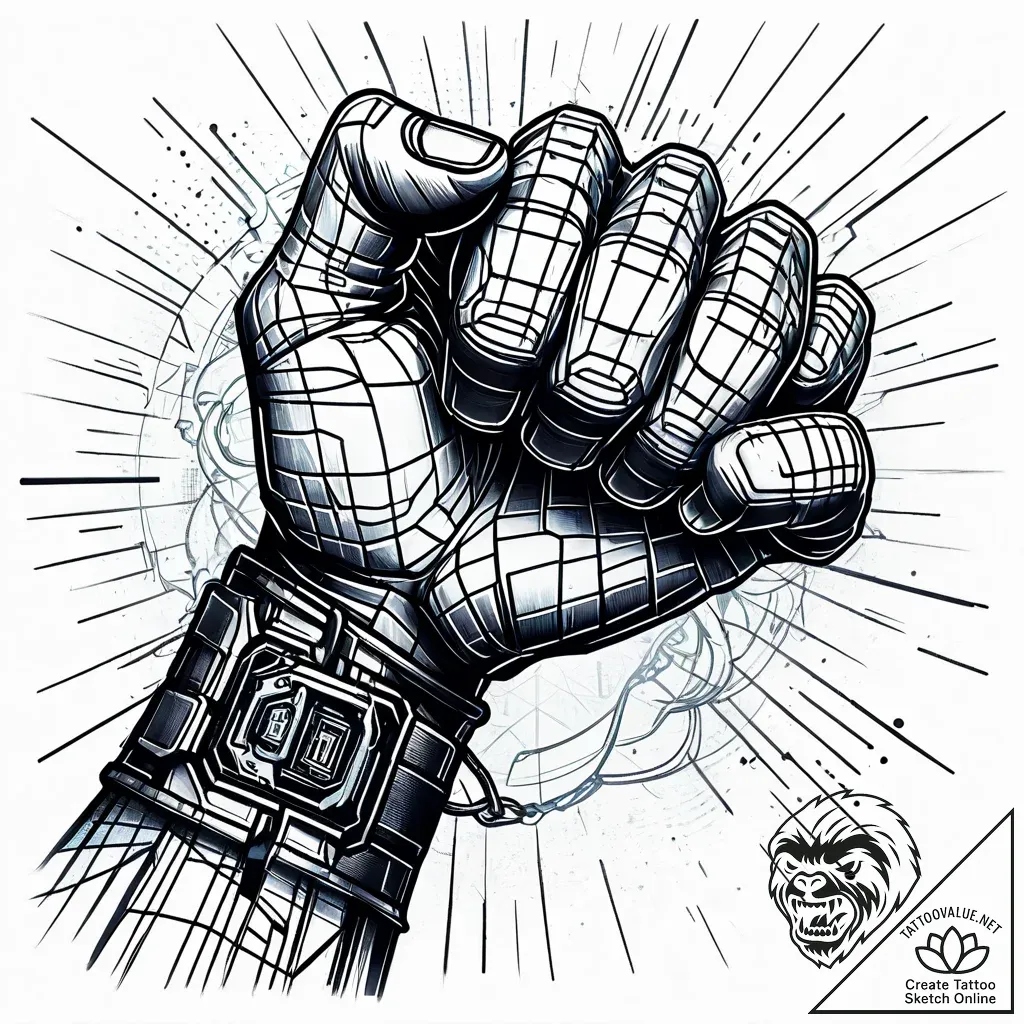 Tat tattoo sketch, viвђ™s fist punching throu... - style Jaeger Simple - tattoo sketch (03.11.2025 12:38)