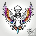Armored angel with burning wings, tattoo sket… – style Jagger Old – tattoo sketch (03.11.2025 12:48)