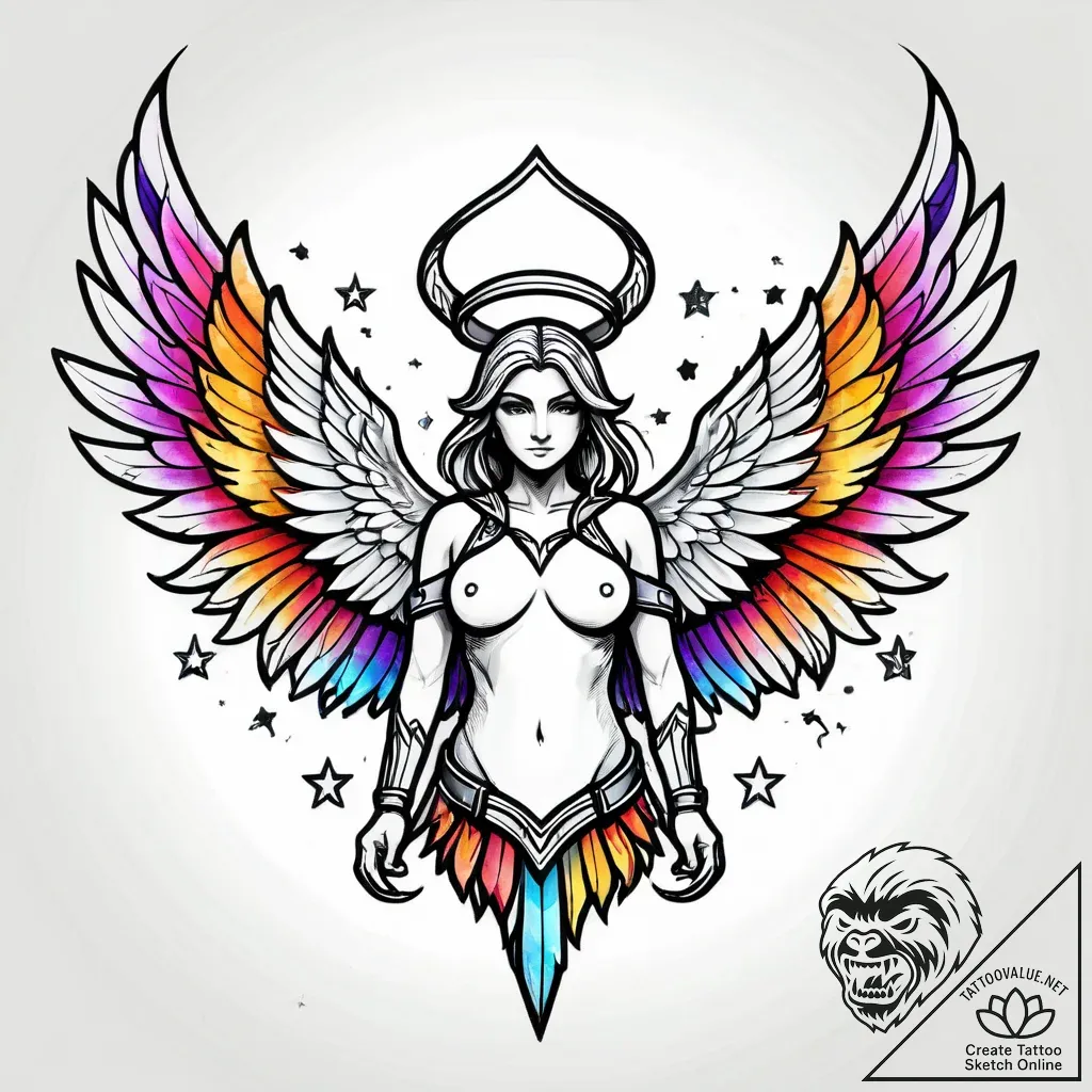 Armored angel with burning wings, tattoo sket... - style Jagger Old - tattoo sketch (03.11.2025 12:48)