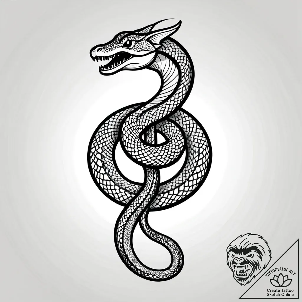 Serpent entwined around a caduceus, tattoo sk... - style Jagger Old - tattoo sketch (03.11.2025 13:08)