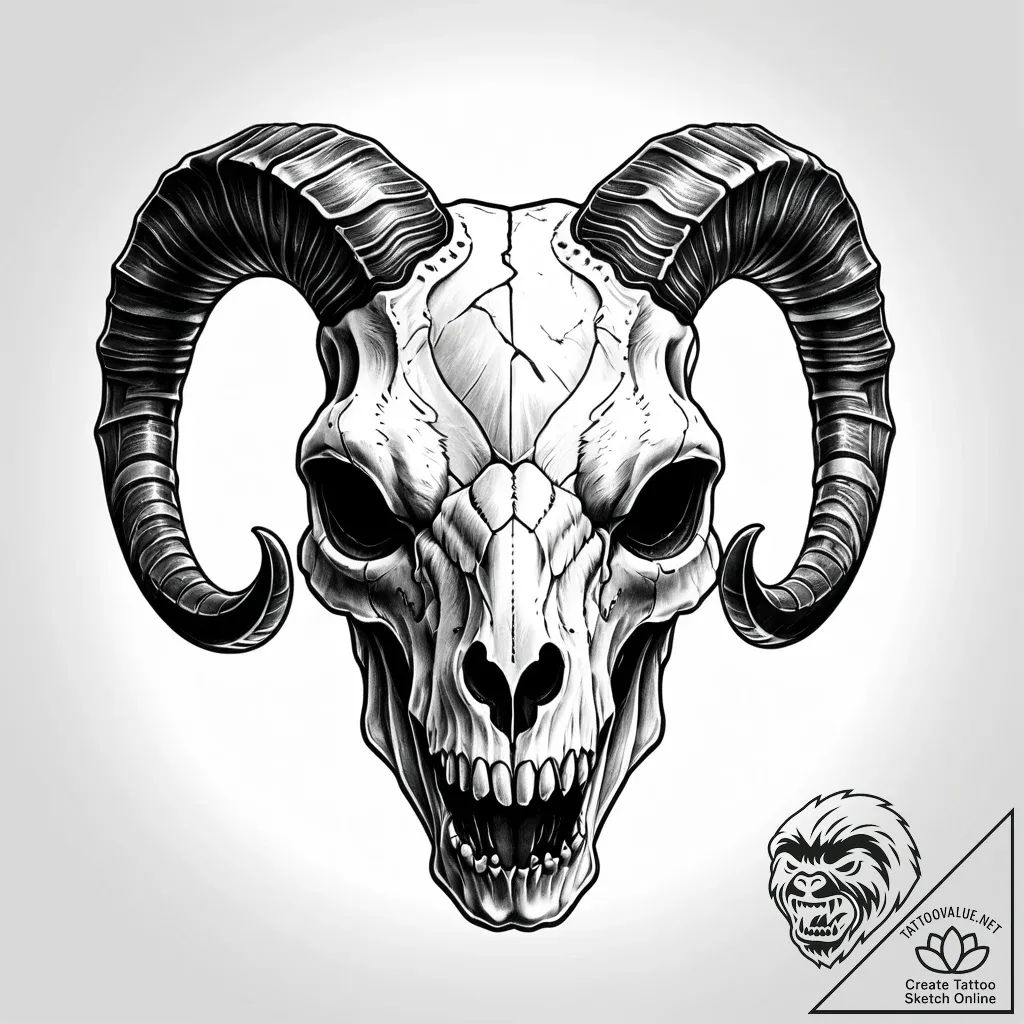 Goat skull - style Jaeger Simple - tattoo sketch (03.11.2025 13:18)