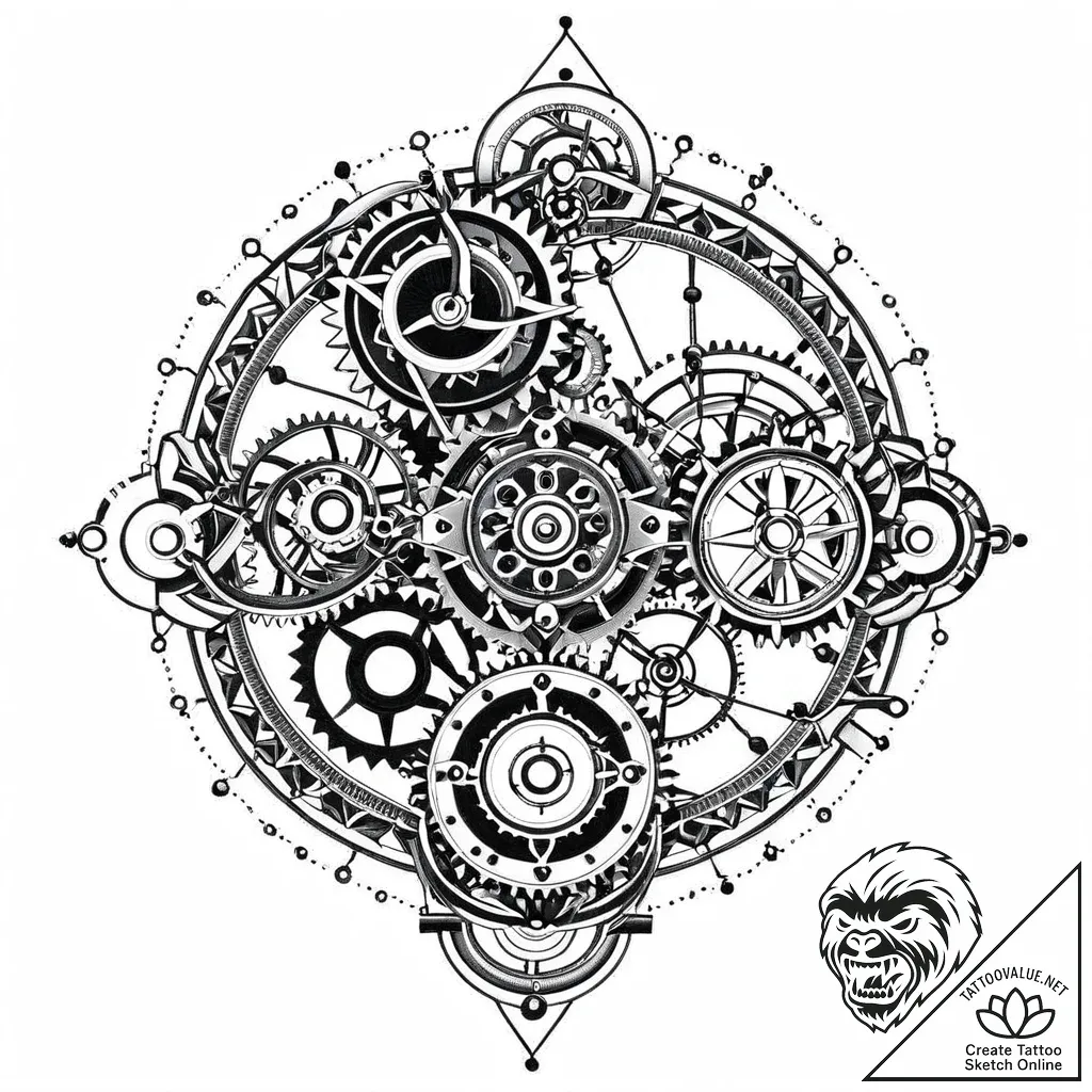 Lever escapement mechanism from a watch, prec... - style Jaeger Mini - tattoo sketch (03.11.2025 13:23)
