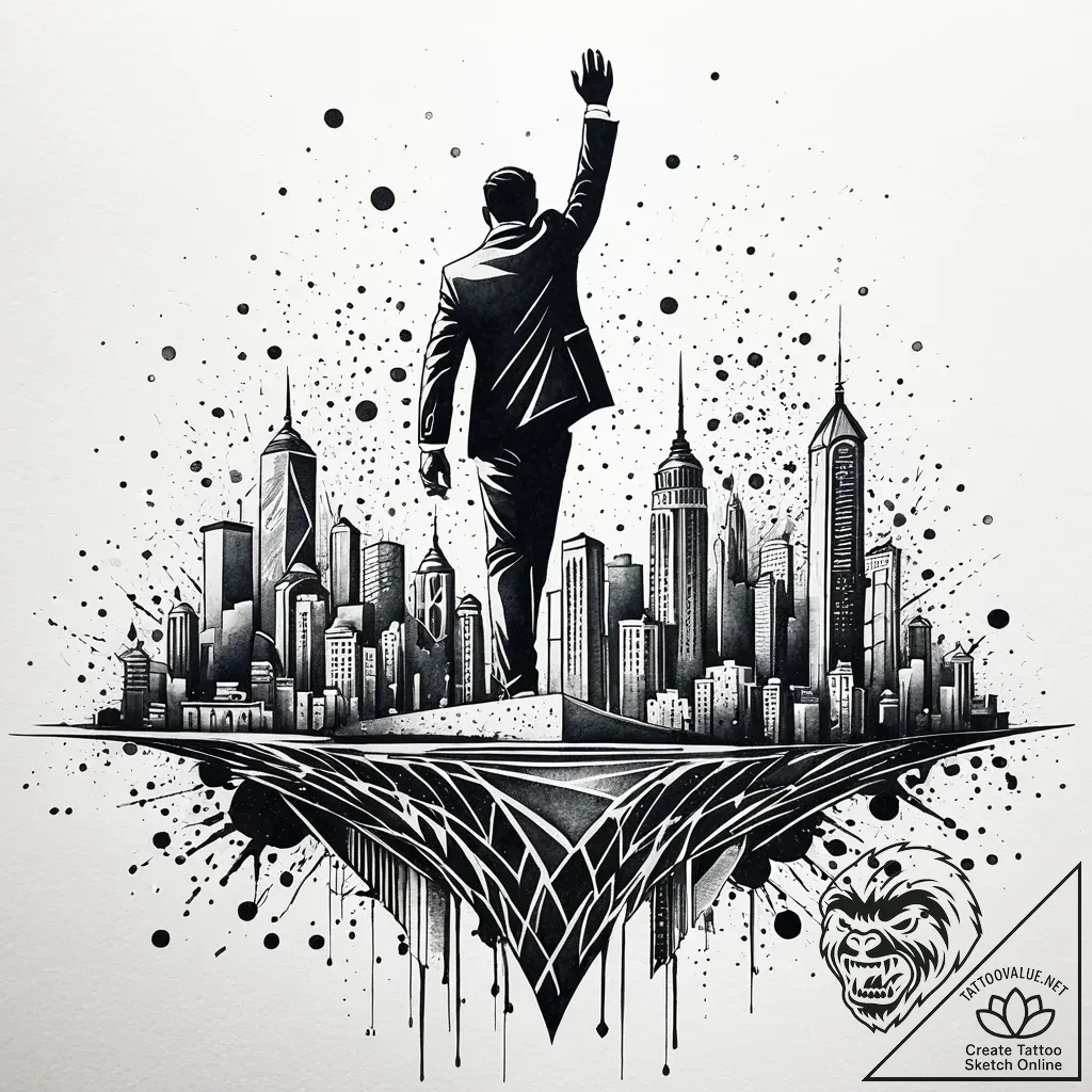 Tat tattoo sketch, manager standing tall with... - style Jaeger Simple - tattoo sketch (03.11.2025 13:38)