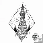 Opal moon above shattered tower, tattoo flash… – style Jaeger Mini – tattoo sketch (03.11.2025 13:43)