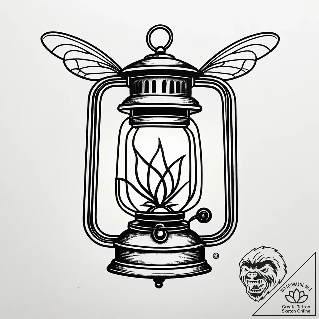 Firefly captured in an ornate, miniature lant... - style Jaeger Simple - tattoo sketch (03.11.2025 14:38)