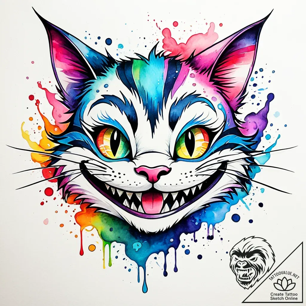 The cheshire cat's grin (is there, but can be... - style Jaeger Simple - tattoo sketch (03.11.2025 15:58)