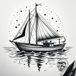 Origami paper boat sailing on a gentle ripple… – style Jaeger Simple – tattoo sketch (03.11.2025 16:18)