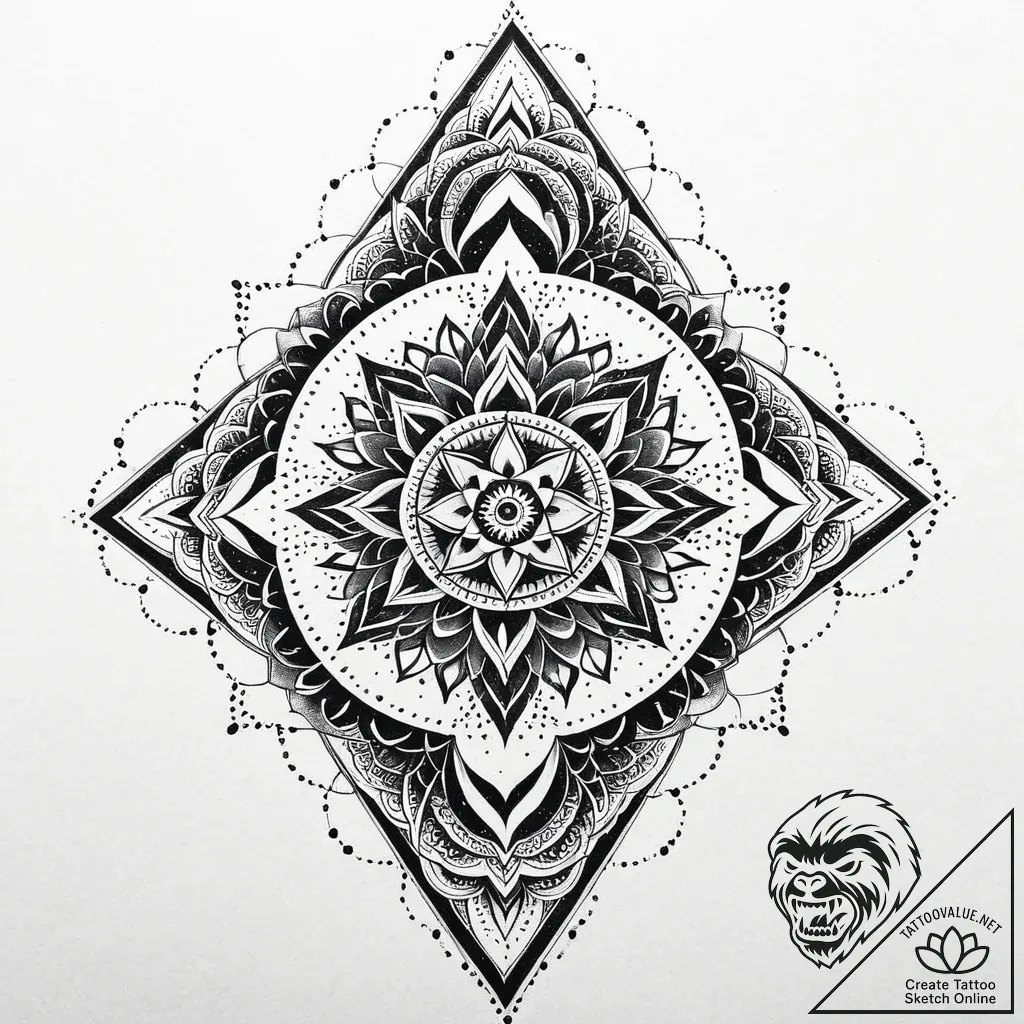 Burning path through ancient forest, ink illu... - style Jaeger Mini - tattoo sketch (03.11.2025 16:23)