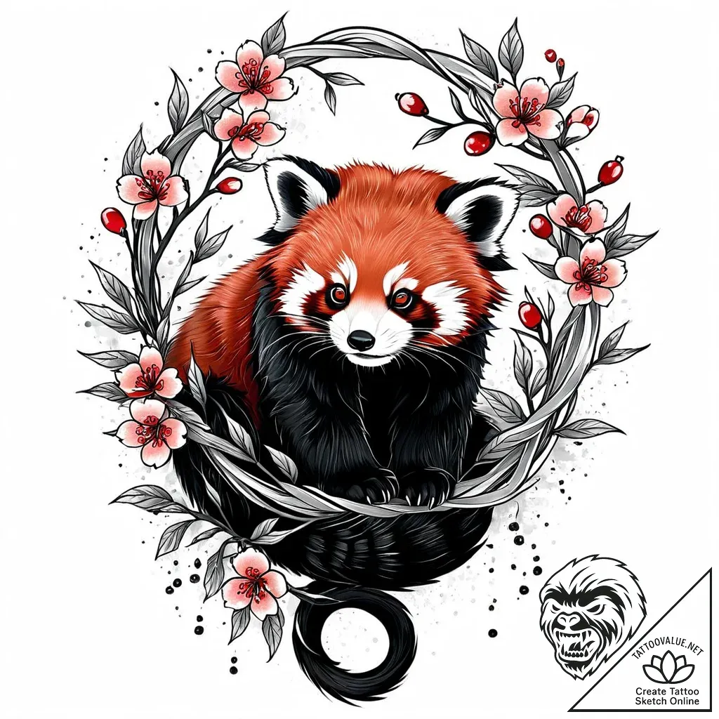 Tattoo sketch, mei lee and red panda silhouet... - style Jaeger Mini - tattoo sketch (03.11.2025 17:03)