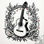 Lute strings tangled in vines, ink illustrati… – style Jaeger Simple – tattoo sketch (03.11.2025 17:18)