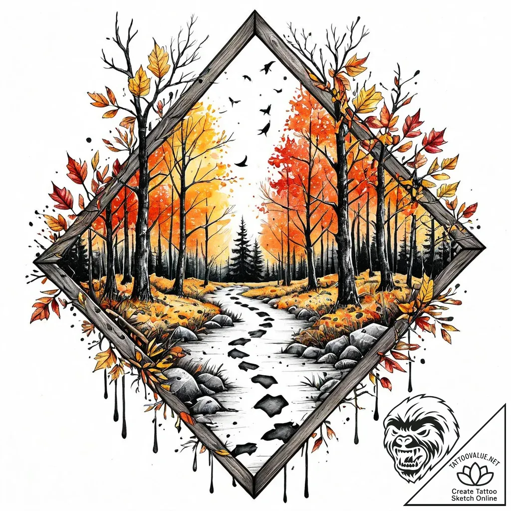 Tat tattoo sketch, hunter tracking footprints... - style Jaeger Mini - tattoo sketch (03.11.2025 18:03)