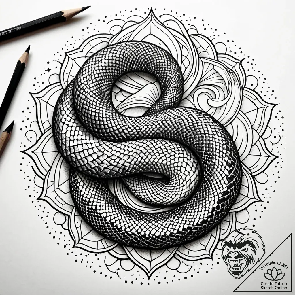 Forgotten serpent beneath spectral storm, tat... - style Jaeger Simple - tattoo sketch (03.11.2025 18:38)