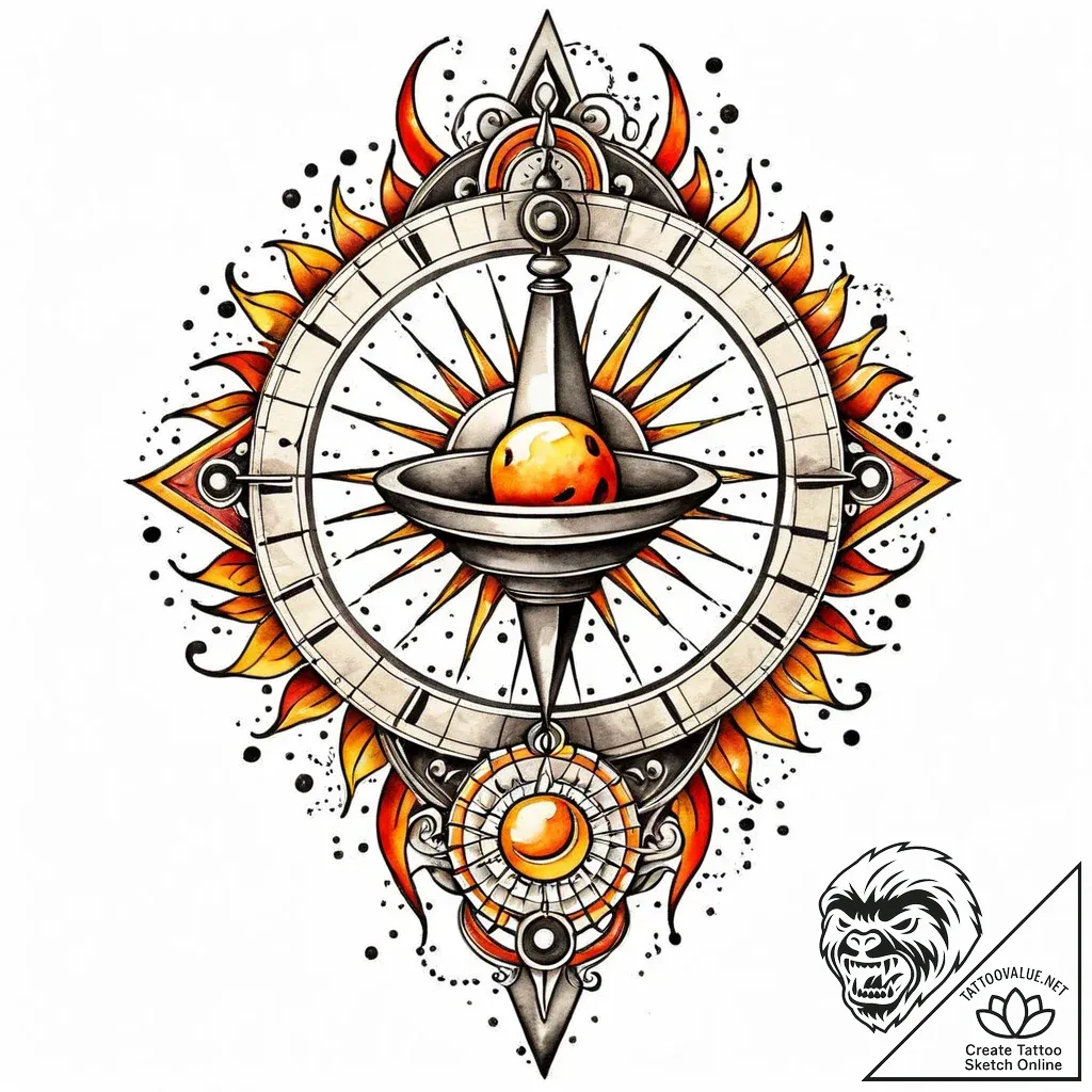 Sundial, telling time by the sun's shadow, ta... - style Jaeger Mini - tattoo sketch (03.11.2025 18:43)