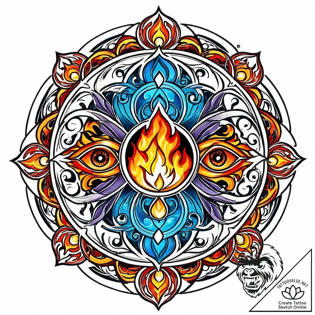 Tat tattoo sketch, fire and water symbols fus... - style Jaeger Mini - tattoo sketch (03.11.2025 19:03)