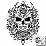 Luchador mask with intricate, aztec-cyberpunk… – style Jaeger Mini – tattoo sketch (03.11.2025 19:23)