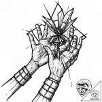 Puppet master’s hands controlling a human sil… – style Jaeger Mini – tattoo sketch (03.11.2025 20:03)