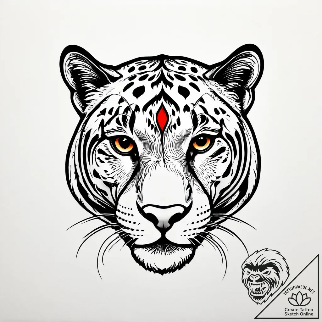 Panther, tattoo line art, black and red ink,... - style Jagger Old - tattoo sketch (03.11.2025 20:08)