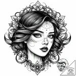 Old portrait with hollow eyes, concept art fo… – style Jaeger Mini – tattoo sketch (03.11.2025 20:23)