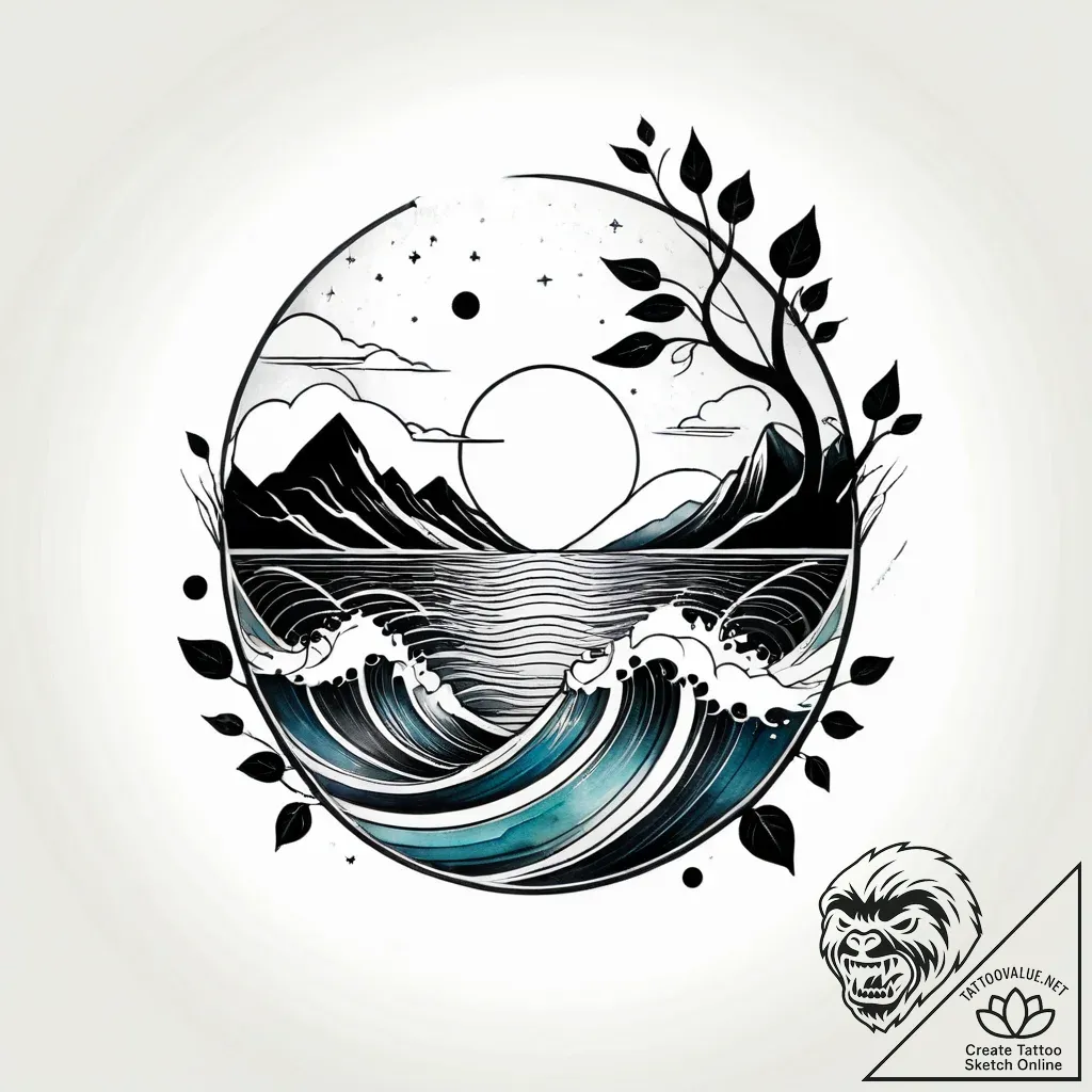 Black river flowing uphill, concept art for t... - style Jagger Old - tattoo sketch (03.11.2025 20:28)