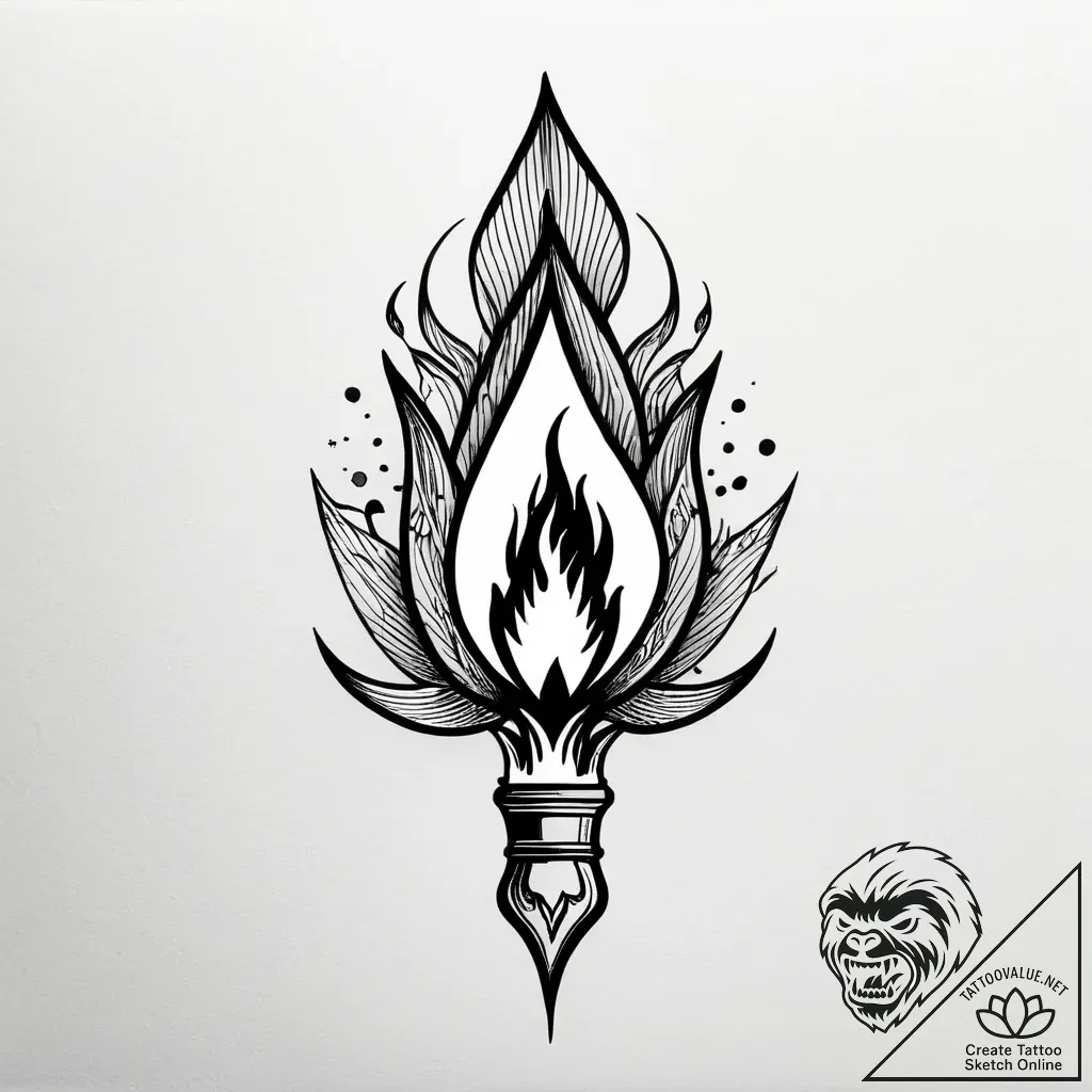 Torch burning with spectral flame, ink illust... - style Jagger Old - tattoo sketch (03.11.2025 21:08)