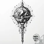 Scepter with a crystal that holds a storm, ta… – style Jaeger Mini – tattoo sketch (03.11.2025 21:43)