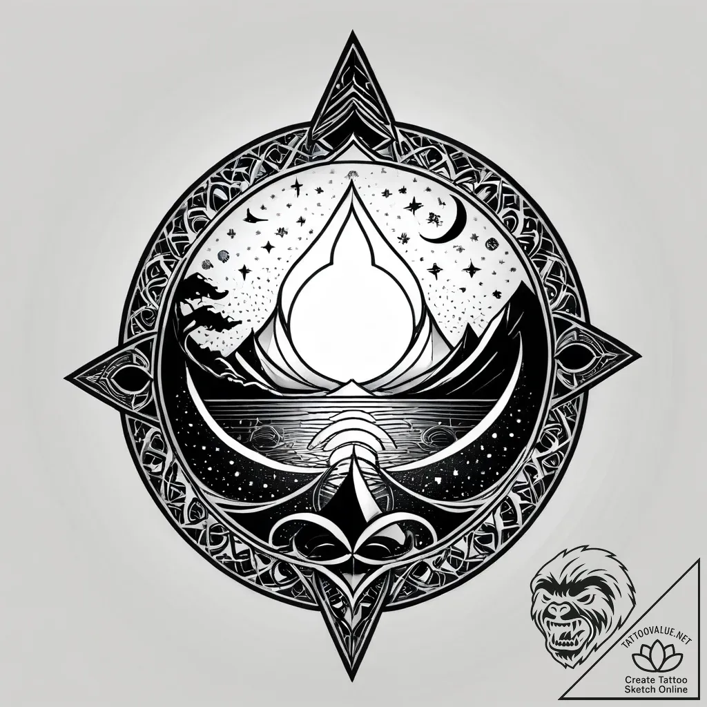 Tattoo sketch, night fury silhouette with moo... - style Jagger Old - tattoo sketch (03.11.2025 22:09)