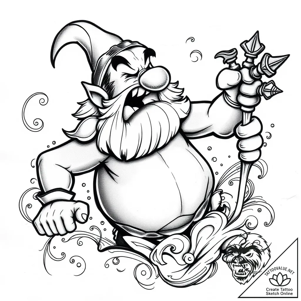 Tattoo sketch, asterix shouting battle cry, i... - style Flux Inscriptions - tattoo sketch (03.11.2025 22:53)
