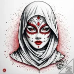 Mask veiled in spectral mist, concept art for… – style Jaeger Simple – tattoo sketch (03.11.2025 22:58)