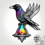 Bone raven perched on hourglass, ink illustra… – style Jagger Old – tattoo sketch (03.11.2025 23:08)
