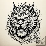 Komainu guardian crumbling in ruins, tattoo l… – style Jaeger Simple – tattoo sketch (03.11.2025 23:18)