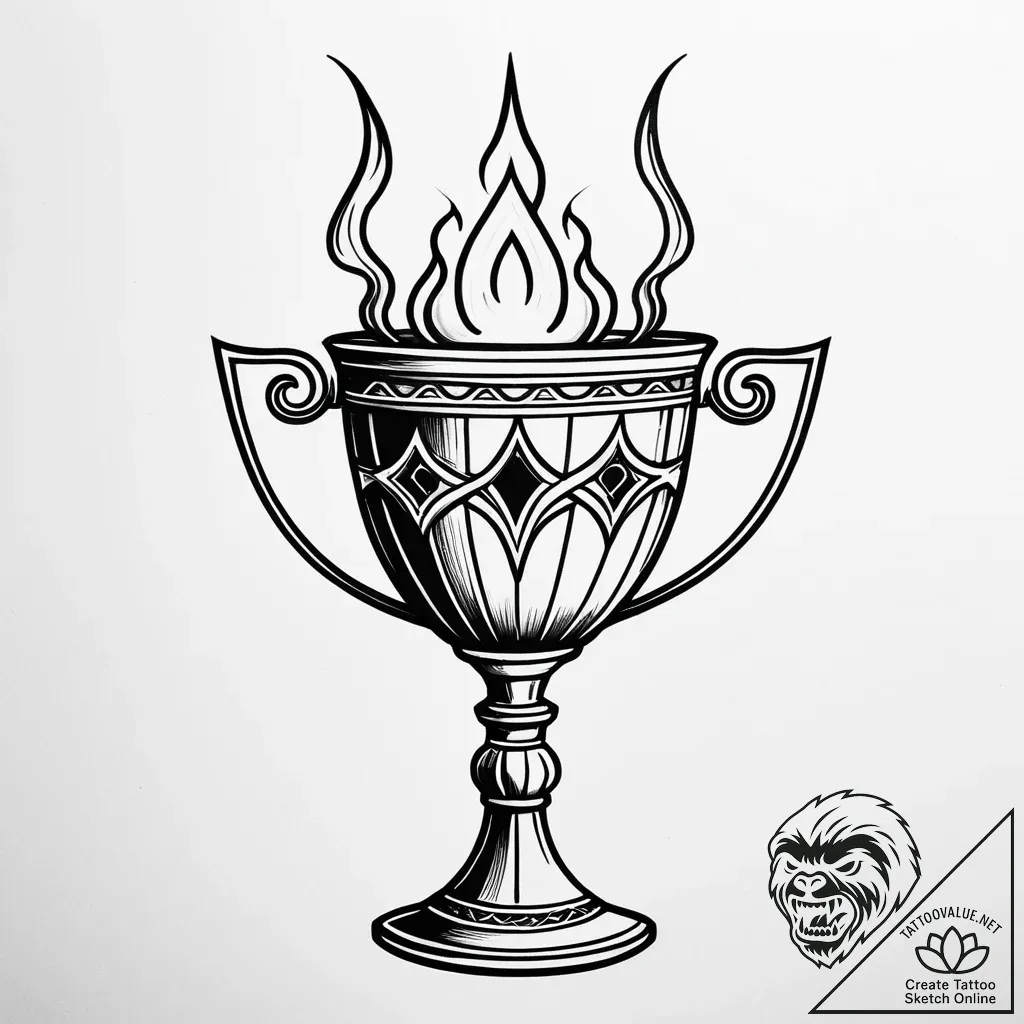 Ancient chalice with cursed liquid, artistic... - style Jaeger Simple - tattoo sketch (03.11.2025 23:38)