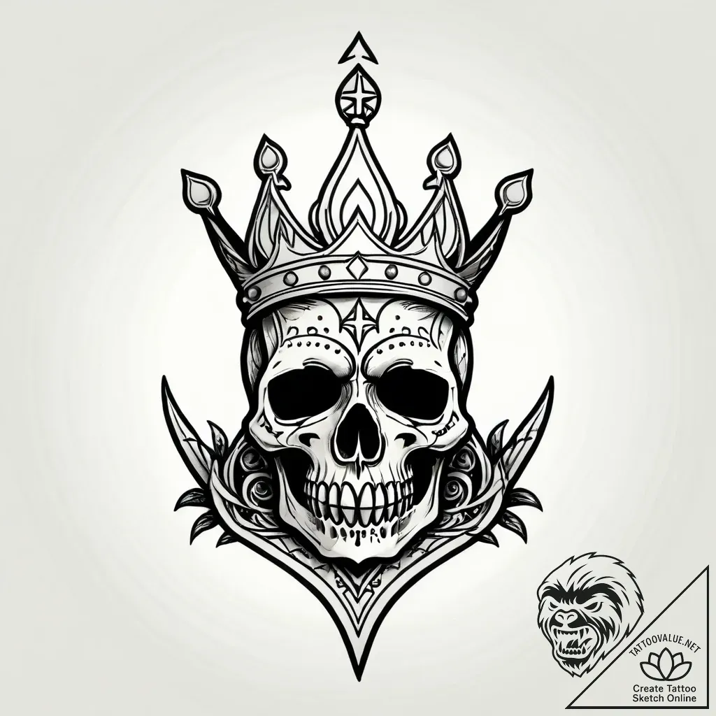 Iron relic crowned with bone, artistic tattoo... - style Jagger Old - tattoo sketch (03.11.2025 23:48)