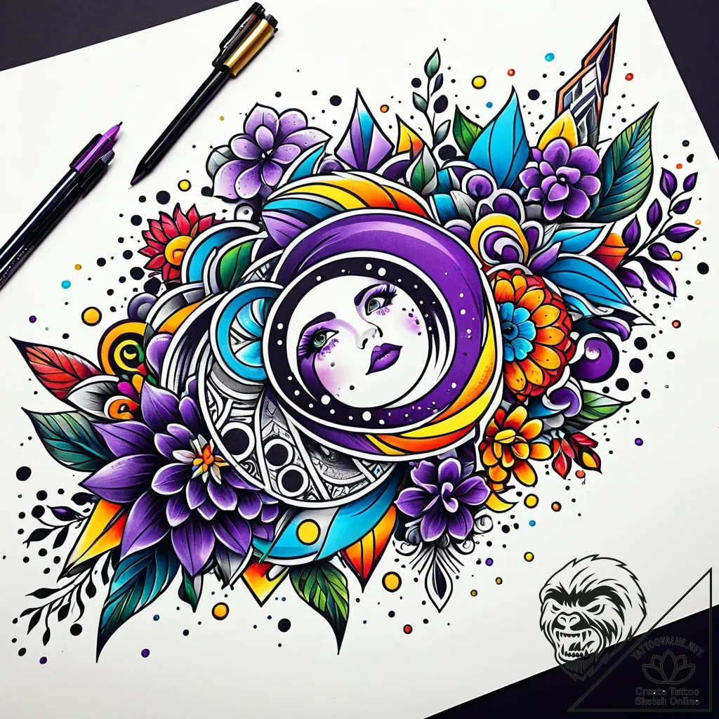 Lilac, tattoo flash sheet design, dotwork sha... - style Jaeger Simple - tattoo sketch (03.11.2025 23:58)