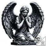 A weeping angel statue – style Jaeger Mini – tattoo sketch (04.11.2025 00:03)