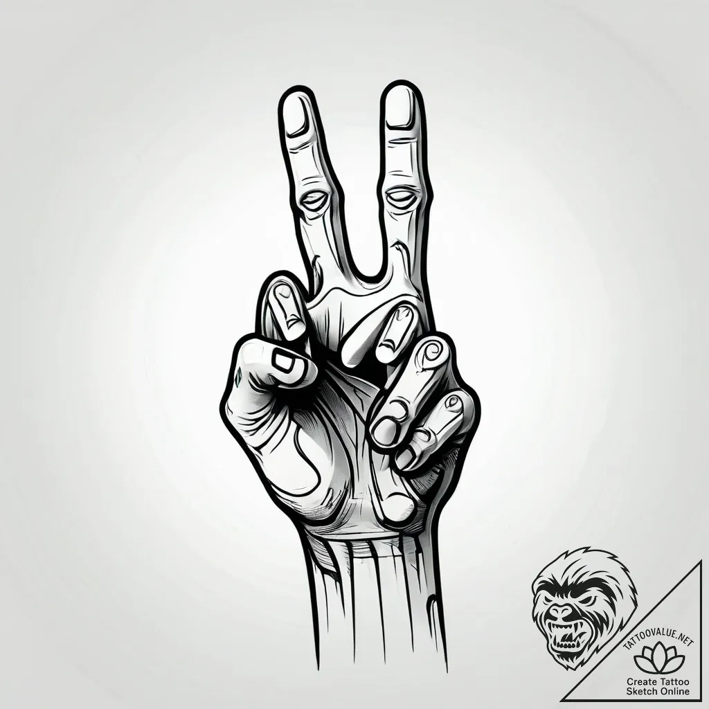 Zombie hand giving a thumbs-up, artistic tatt... - style Jagger Old - tattoo sketch (04.11.2025 00:08)