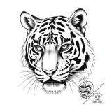 Tattoo sketch, tigress with fierce eyes close… – style Flux Inscriptions – tattoo sketch (04.11.2025 00:13)