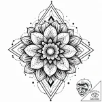 Hidden relic beneath celestial bloom, concept… – style Jaeger Mini – tattoo sketch (04.11.2025 00:23)
