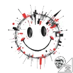 Glitching smiley face emoticon, tattoo sketch… – style Flux Inscriptions – tattoo sketch (04.11.2025 00:33)