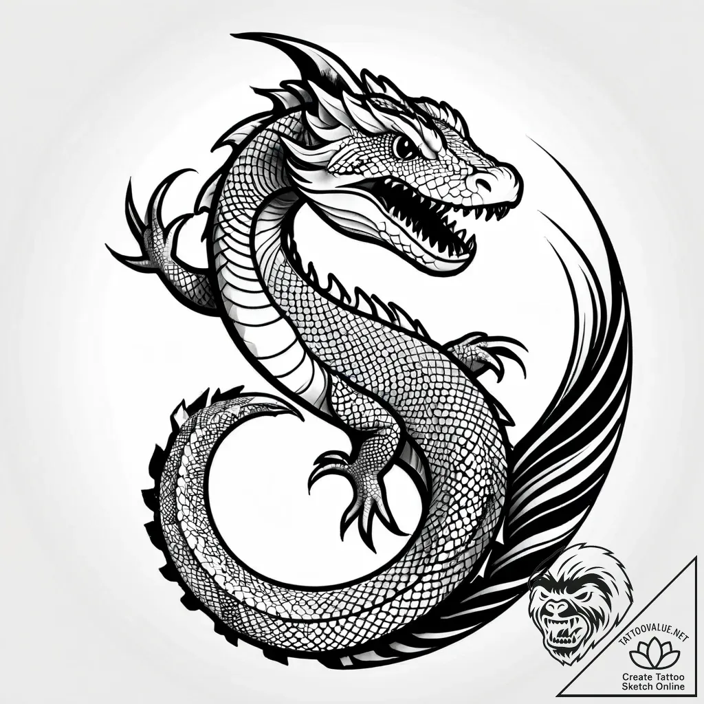 Lizard, concept art for tattoo, irezumi japan... - style Jagger Old - tattoo sketch (04.11.2025 00:48)