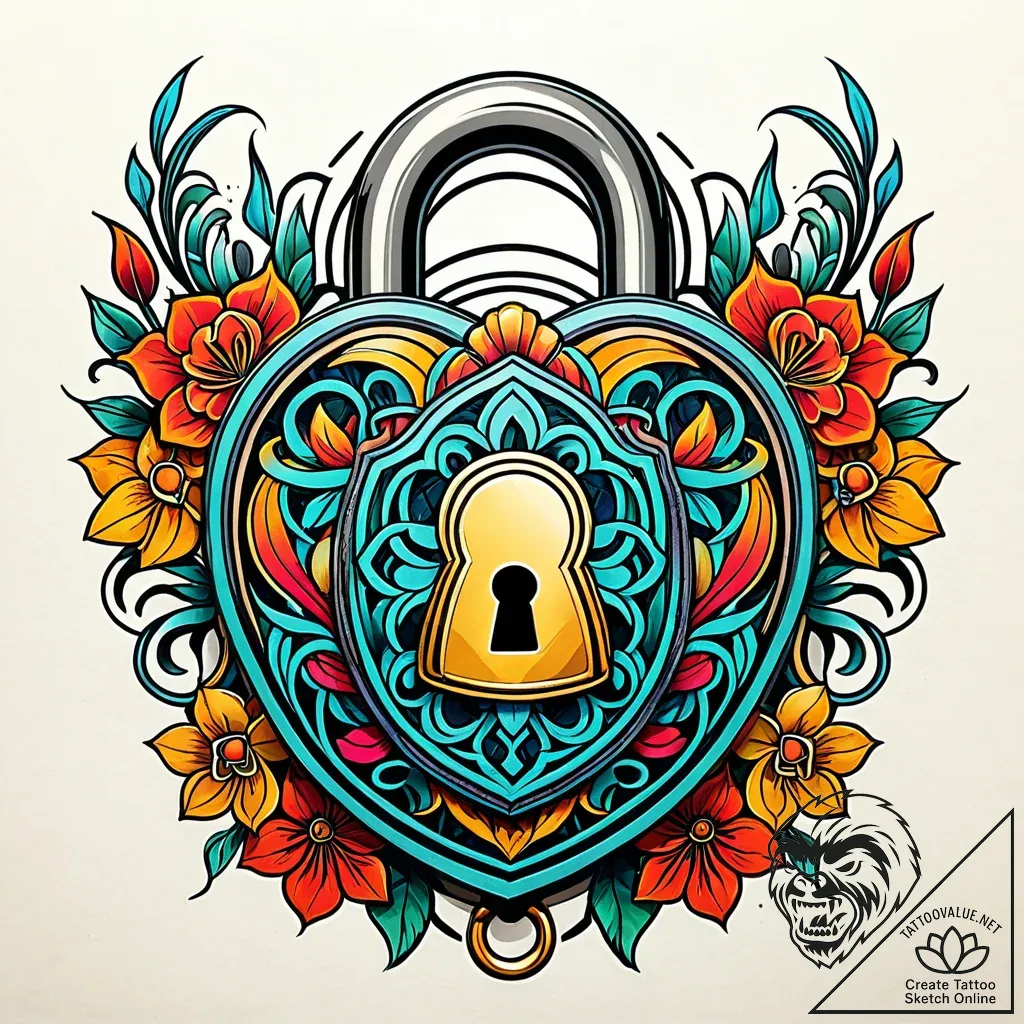 A padlock, artistic tattoo sketch, stylized i... - style Jaeger Simple - tattoo sketch (04.11.2025 00:58)