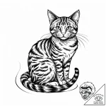 Tattoo sketch, cat with curled tail, playful… – style Jaeger Mini – tattoo sketch (04.11.2025 01:03)