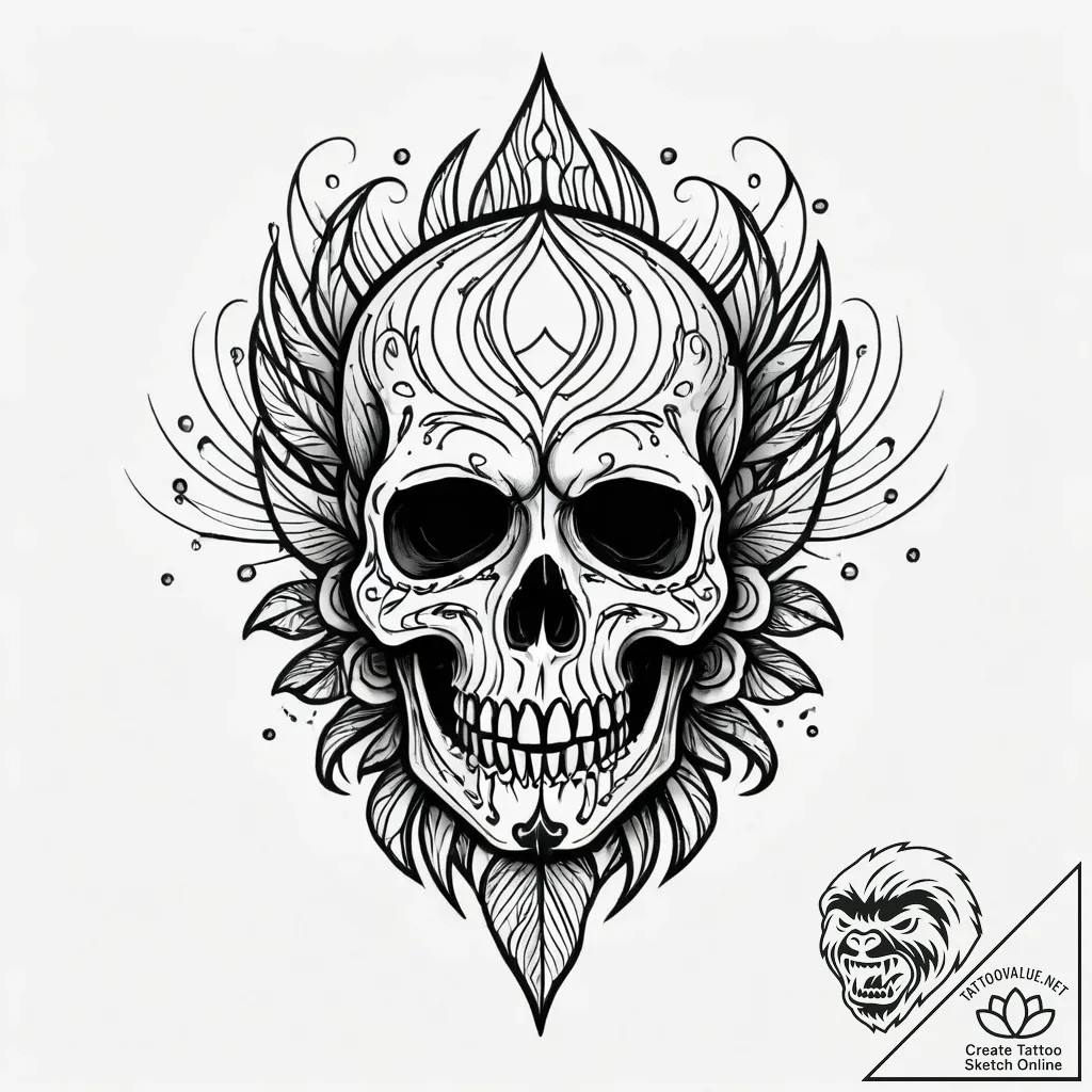 Black rain falling on skull, tattoo flash she... - style Jagger Old - tattoo sketch (04.11.2025 01:08)