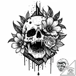 Obsidian bloom devouring relic, tattoo line a… – style Jaeger Mini – tattoo sketch (04.11.2025 01:43)