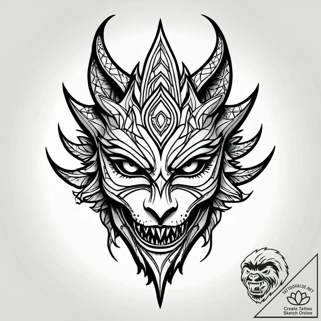 Fractured mask beneath web of thorns, tattoo... - style Jagger Old - tattoo sketch (04.11.2025 01:48)