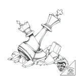 Queen chess piece toppled in ruins, concept a… – style Flux Inscriptions – tattoo sketch (04.11.2025 01:53)