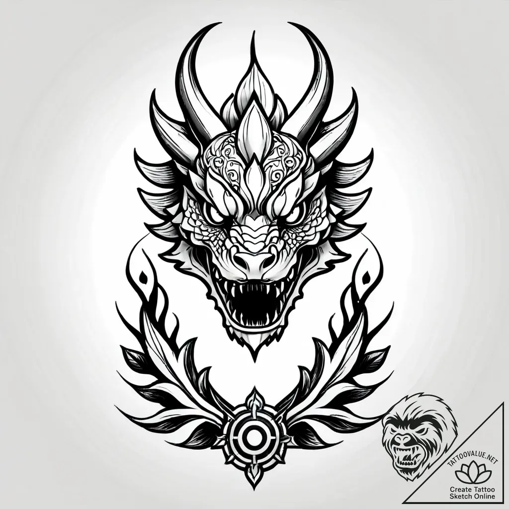 Flaming helm crowned in ivy, tattoo sketch de... - style Jagger Old - tattoo sketch (04.11.2025 02:08)